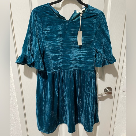 Melloday velvet ruffle sleeved mini dress - Picture 2 of 7